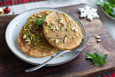 PANCAKE PROTEICO CON PESTO DI PISTACCHI E PINOLI